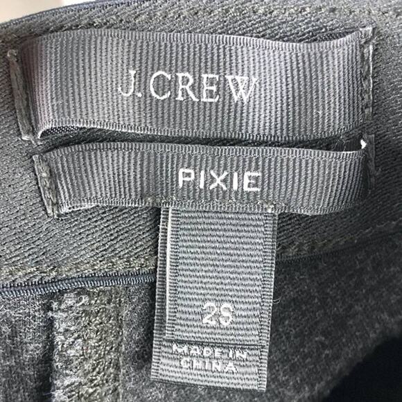 J. Crew Dark Gray Exposed Zipper Elastic Waist Stretch Pixie Short Legging Pants - Picture 2 of 6